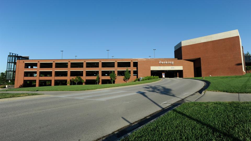 Galileo's Garden Parking Garage on the south side of the JCCC campus.