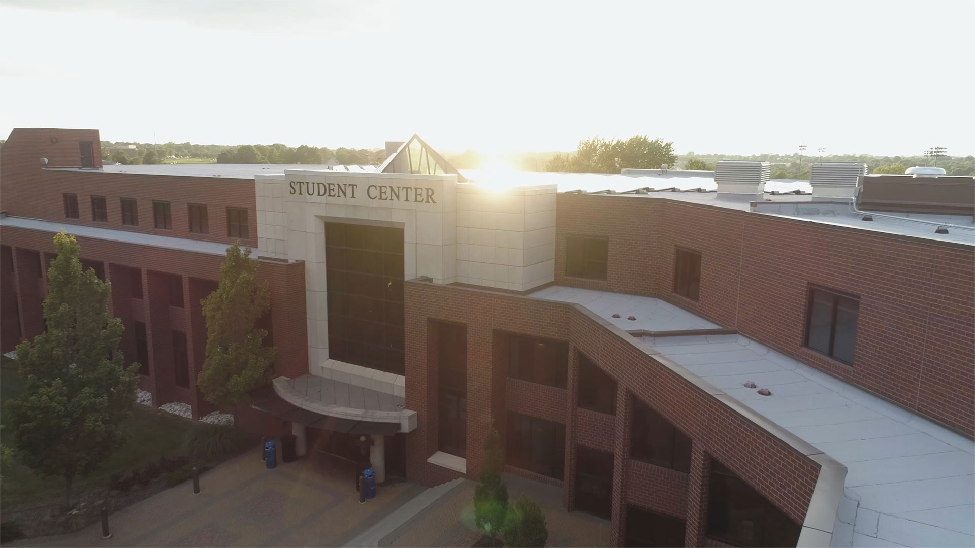 Overhead drone view of the Student Center