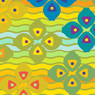 Student project work, abstract floral pattern