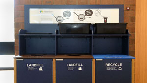 Recyle Bins in the JCCC Food Court.