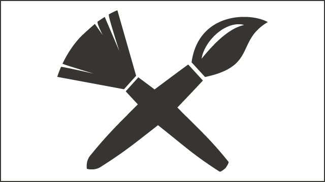 Icon of two crossed paintbrushes