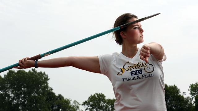 Kendyl McDougald throwing a javelin