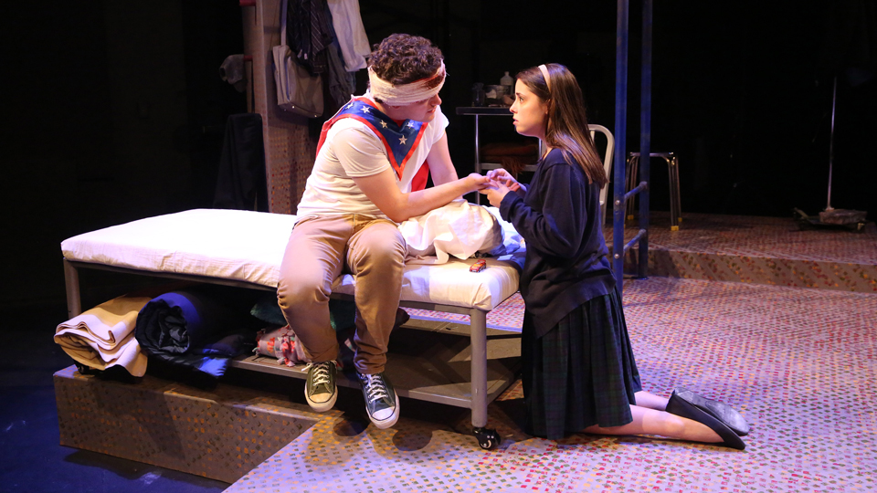 Scene from the play 'Gruesome Playground Injuries'