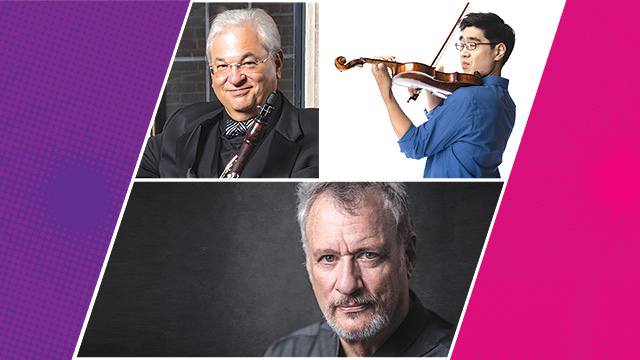 Composite image of David Shifrin, John de Lancie, and Soovin Kim.