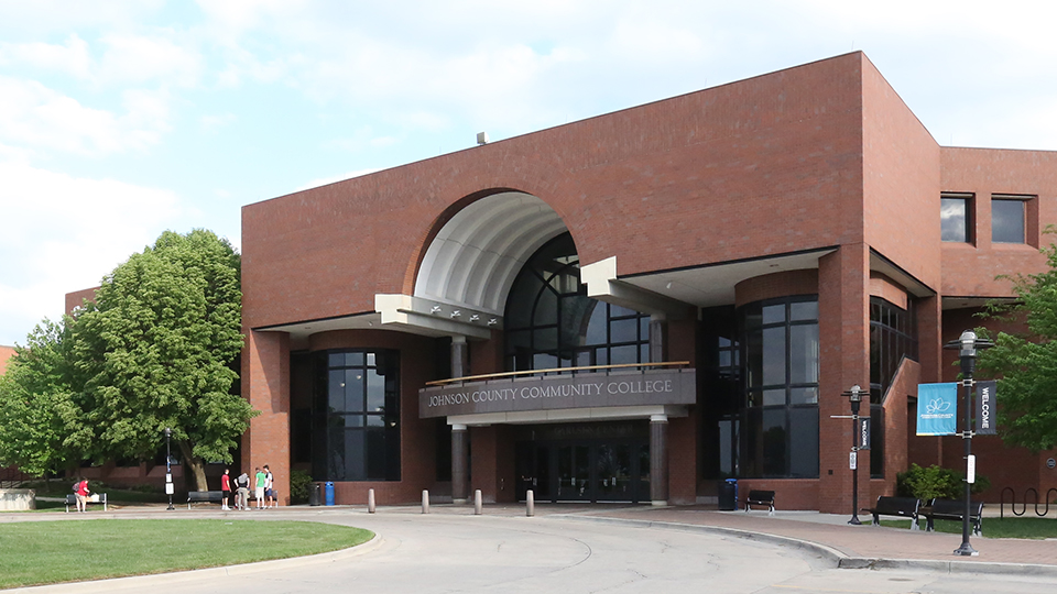 Midwest Trust Center north entrance. Parking garages on the east and west side of the building.