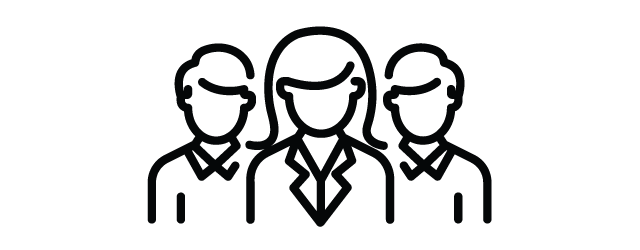 Line drawing - three people in business suits