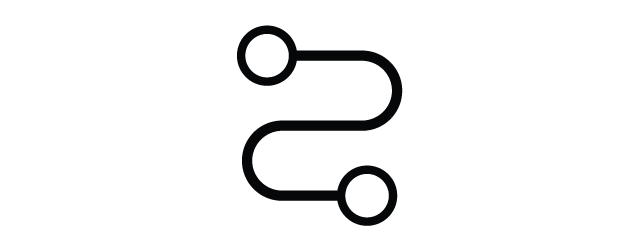 Line drawing - squiggly line with a destination symbol on each end