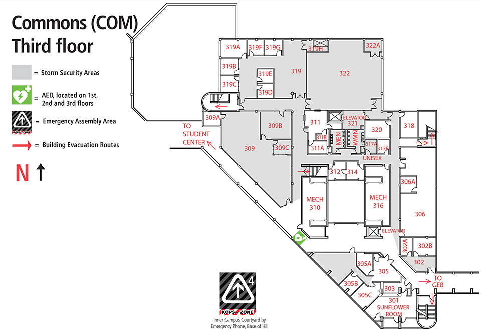 Commons third floor room locations