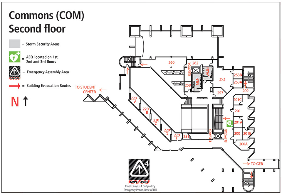 Commons second floor room locations