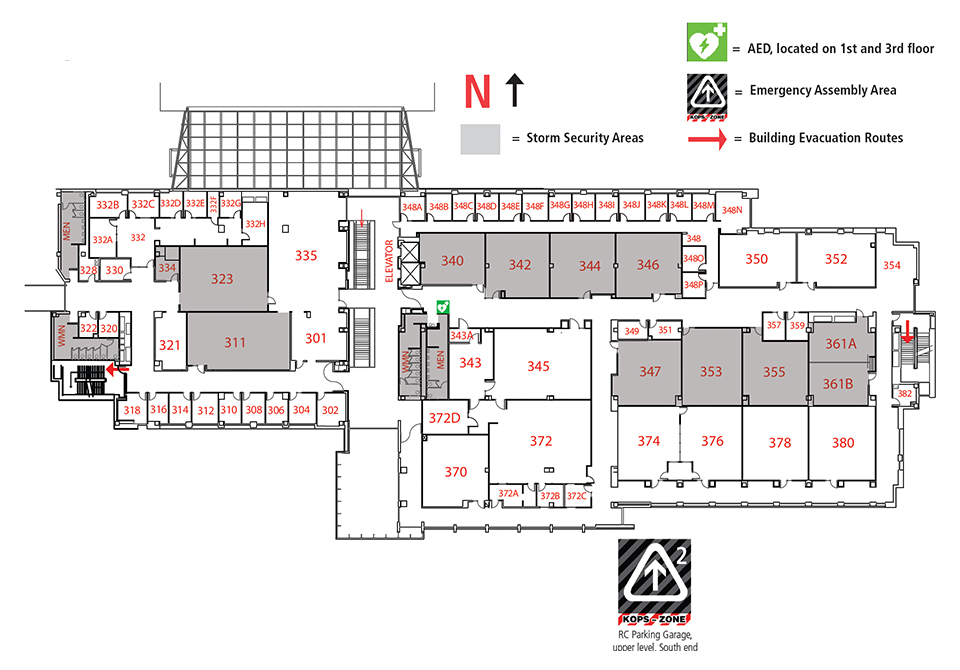 Room locations for RC third floor.
