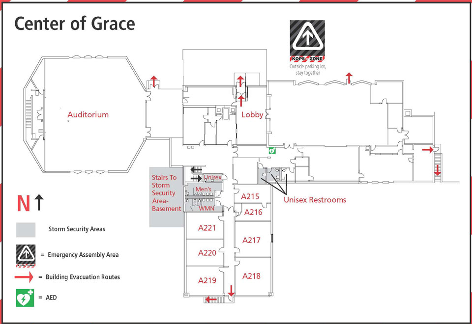 Floor plan for the Center of Grace building