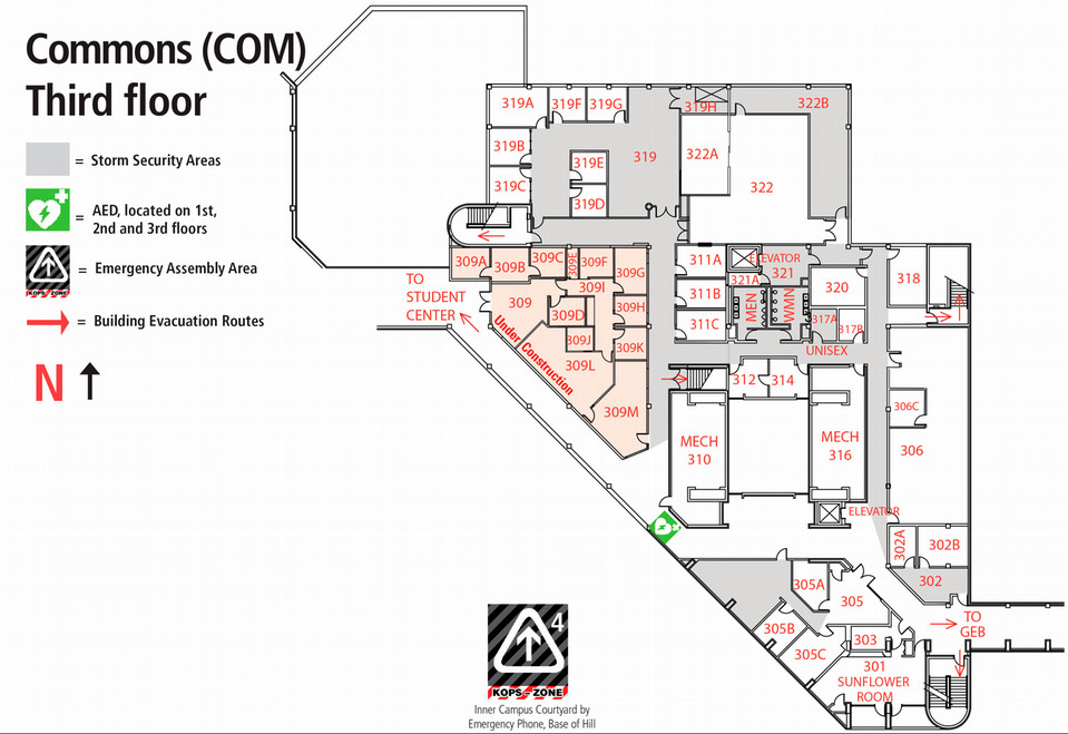 Commons third floor room locations