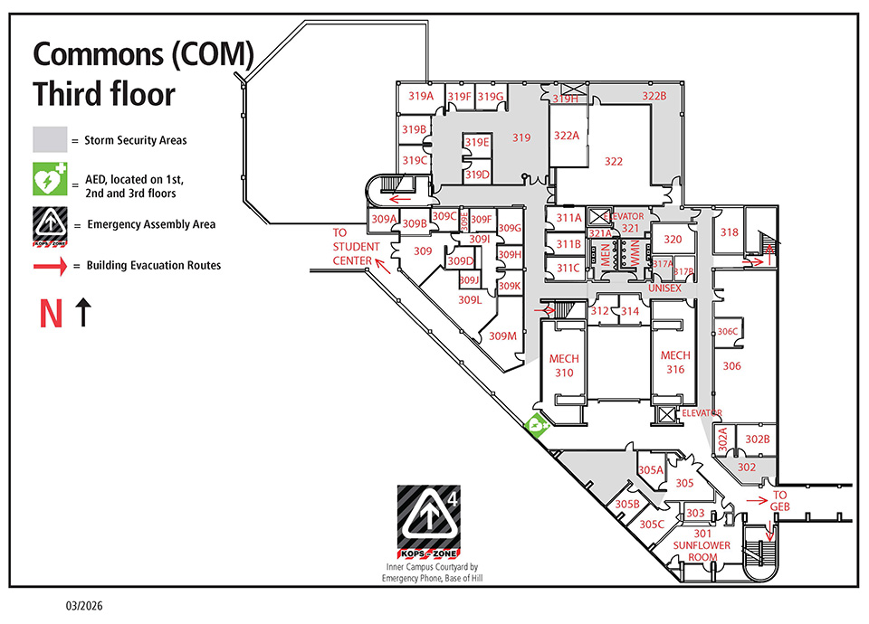 Commons third floor room locations