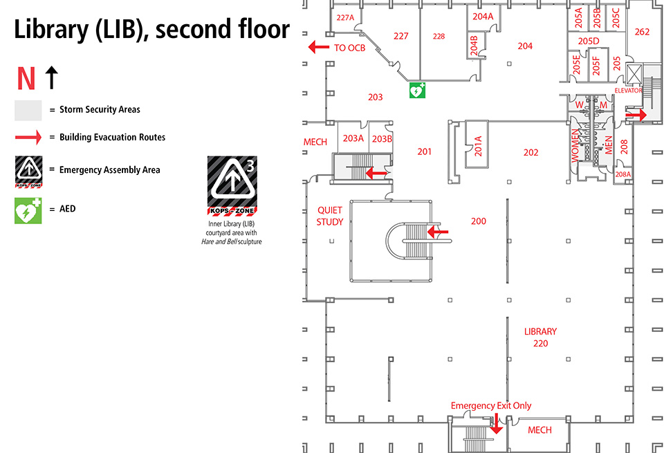 Second floor library room locations