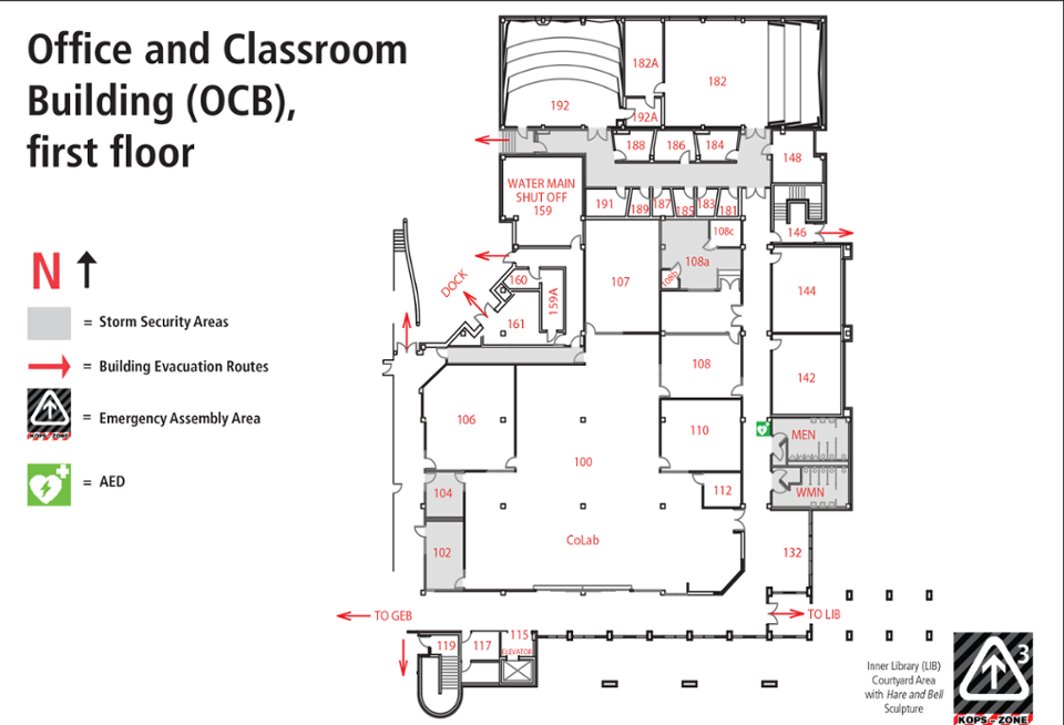 Room locations for OCB first floor.