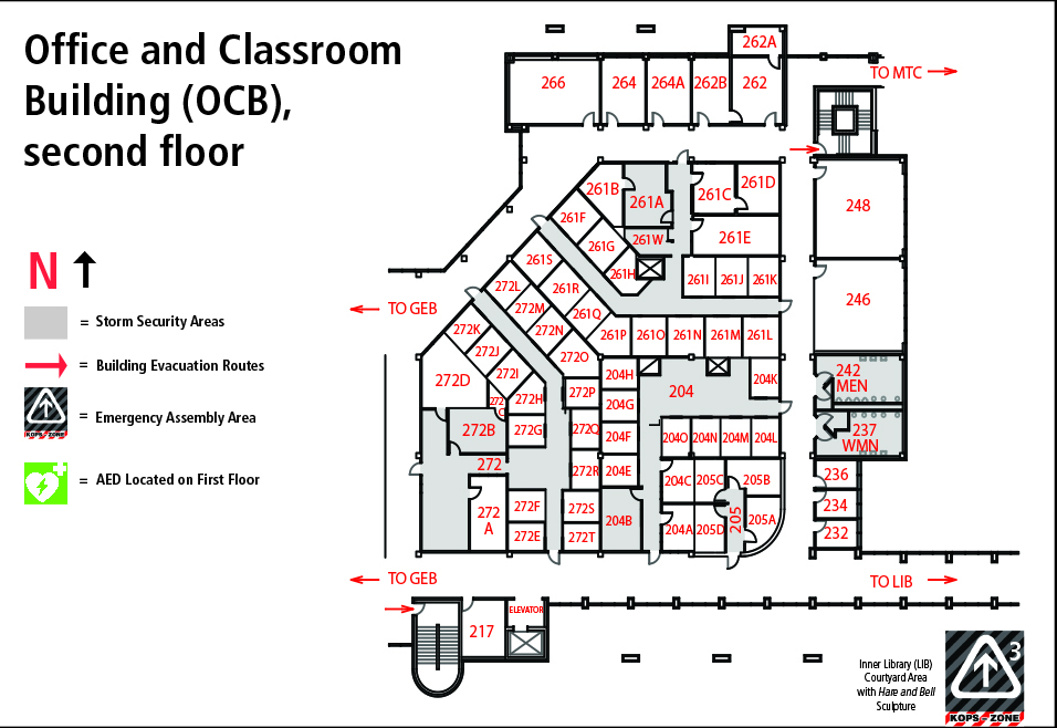 Room locations for OCB second floor.