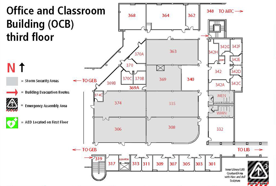 Room locations for OCB third floor.
