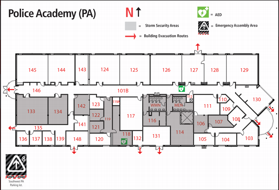 Police Academy Building Map (PA) Johnson County Community College