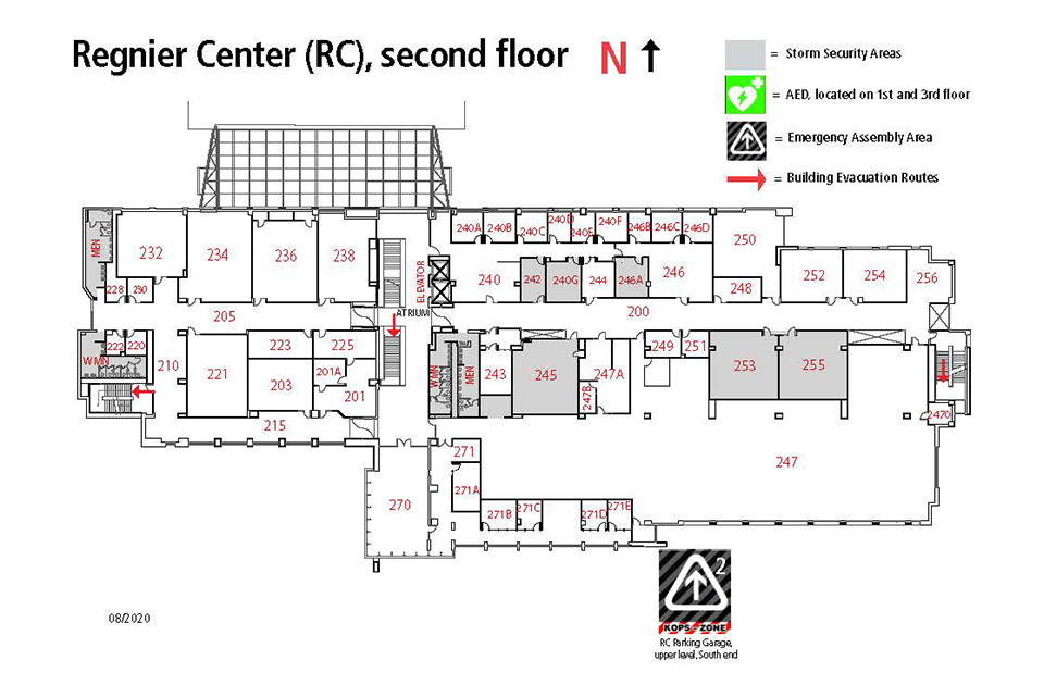 Room locations for RC second floor.