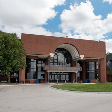 Exterior of the main entrance to the Midwest Trust Center
