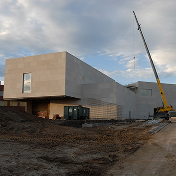 The Nerman Museum of Contemporary Art is shown under construction.