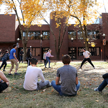 The JCCC campus offers many areas where students can gather to socialize.