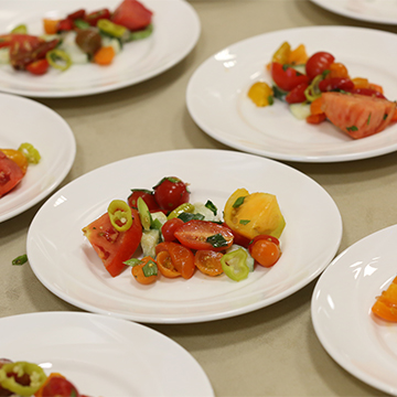 plates of food prepared for the harvest dinner