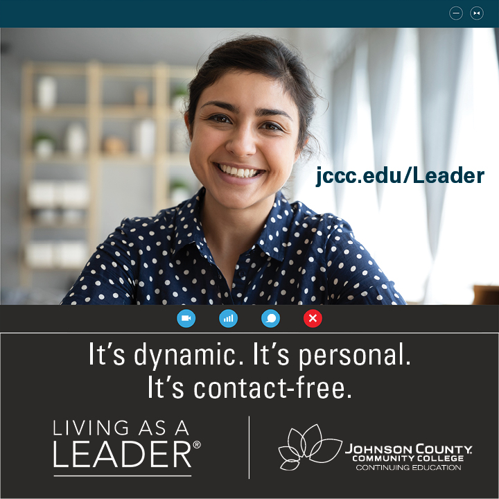 A smiling woman above the words "It's dynamic. It's personal. It's contact-free. Living as a Leader.
