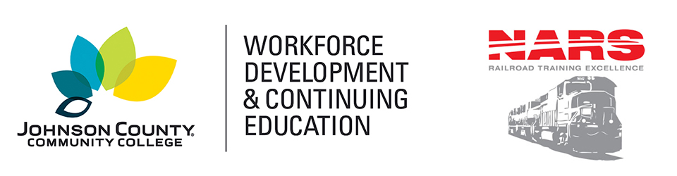 JCCC Workforce Development and Continuing Education logo and NARS Railroad training excellence logo
