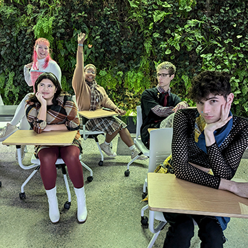 JCCC fashion students pose in outdoor classroom setting