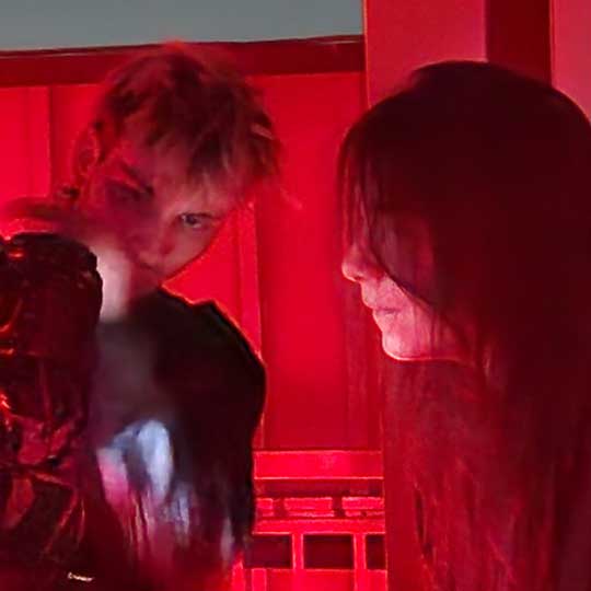 Students learning how to shoot video connecting their cameras to a telescope In the Paul Tebbe Obeservatory