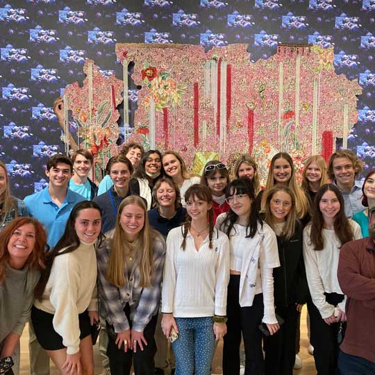 Group photo of students touring the Nerman Museum of Contemporary Art