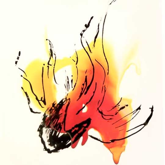 Abstract red and yellow image created Experimental Photography class