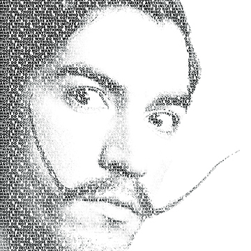 Student project work, digital portrait of man with mustache