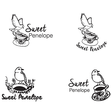 Student project work, Sweet Penelope logo mockups
