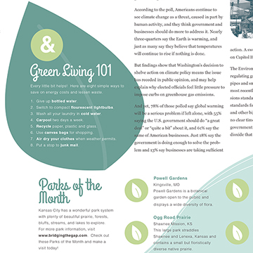 Student project work, magazine page layout