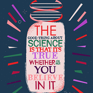 Student project work, science quotes on posters