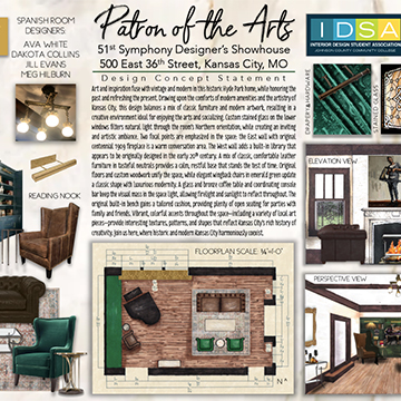 Den design board with an artistic theme