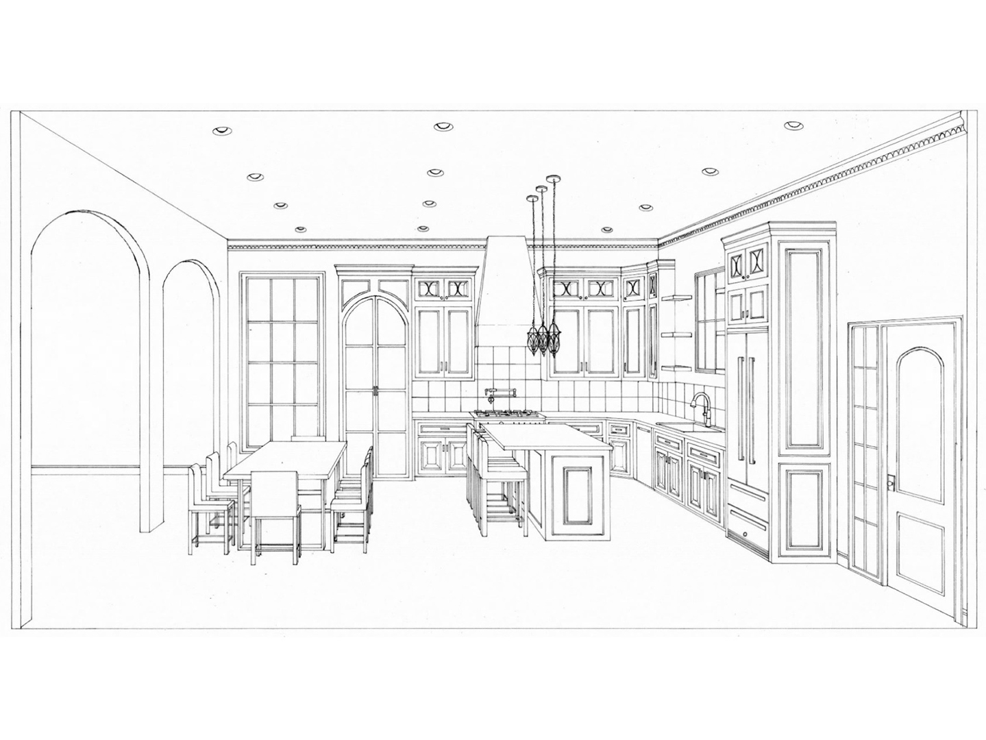 Sketch of a kitchen design