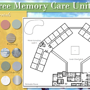 Floor plan and materials options for Daintree Memory Care Unit