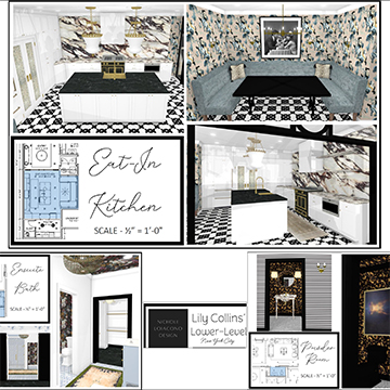 Design board with the title Eat-in Kitchen