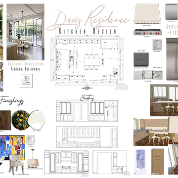 Kitchen design board with theme of "abstract classicism"