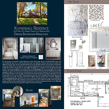 Dream bathroom makeover design board for Kuykendall residence