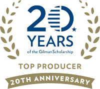Award logo - 20 Years of the Gilman Scholarship Top Producer 20th Anniversary