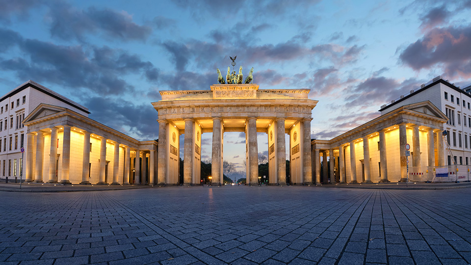 Berlin's Brandenburg Gate at dusk