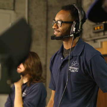 JCCC students in Basic Video Production class creating a news package