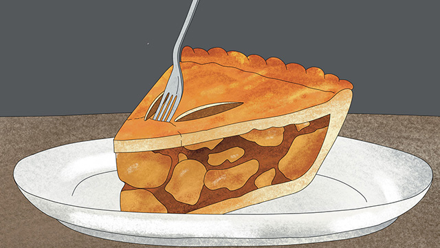 Drawing of a slice of apple pie.