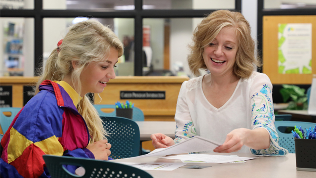 Student receiving advice in the Career Development Center