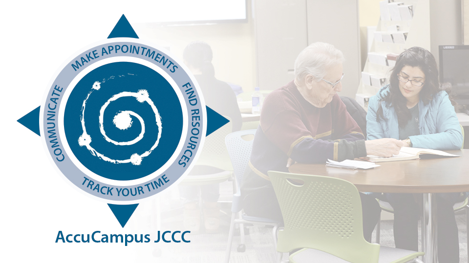 AccuCampus logo next to a photo of a tutor helping a student in one of the resource centers