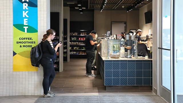 Inside view of The Market convenience store and coffee bar